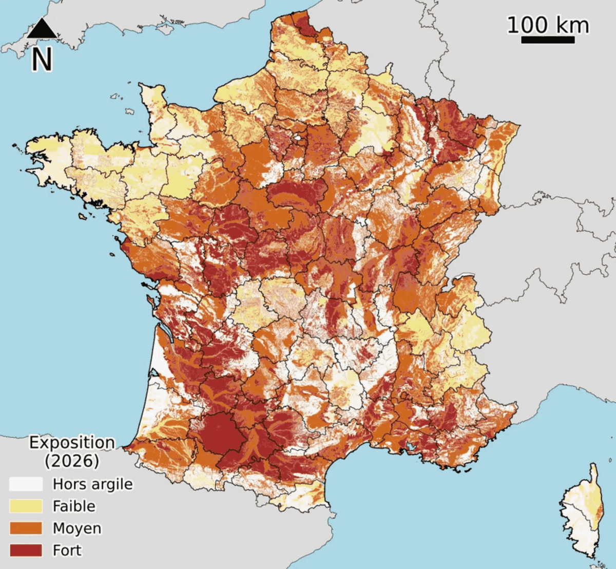 Carte des zones à risque de retrait-gonflement des argiles en 2026