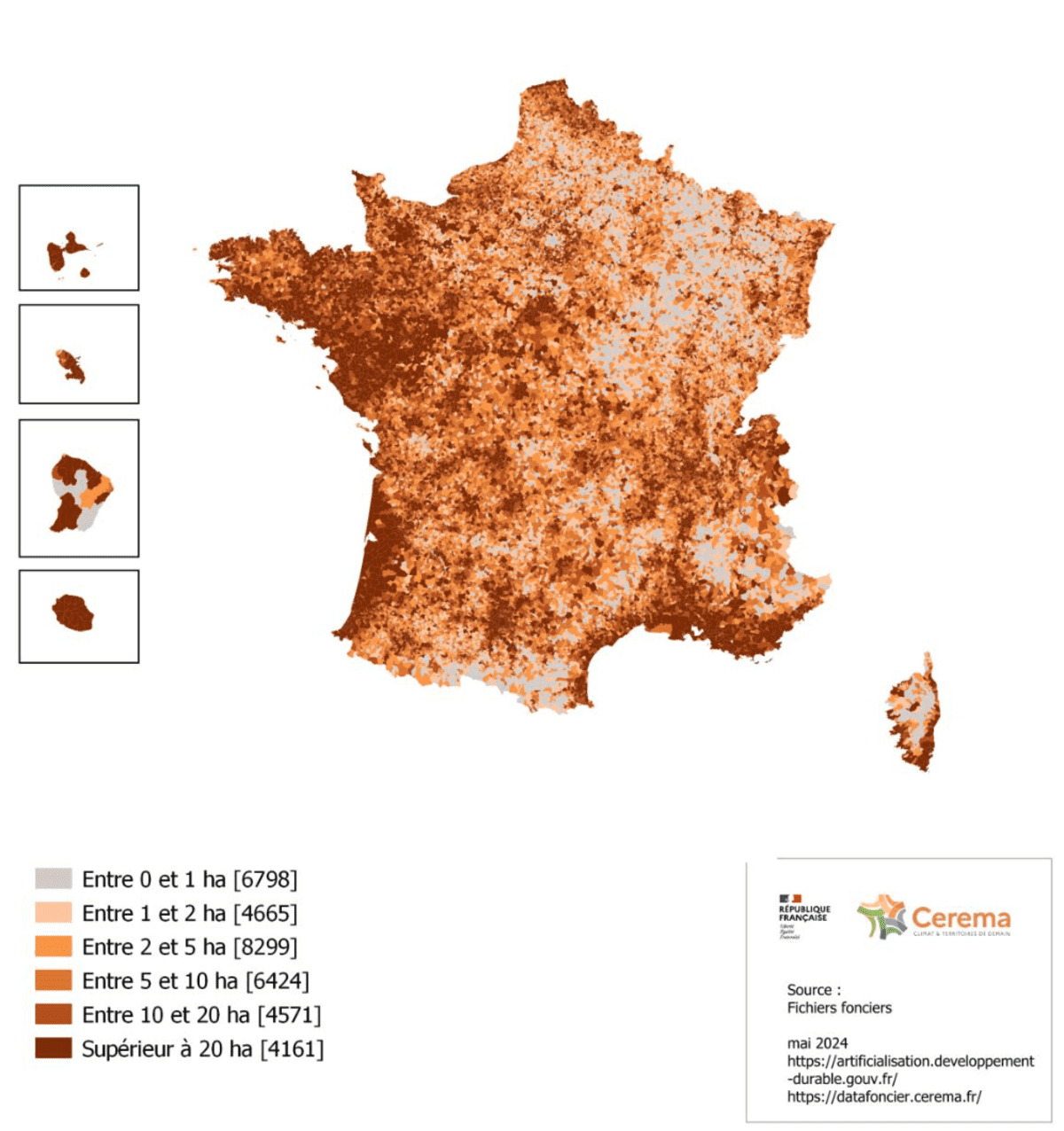Carte de l'occupation et de l'artificialisation des sols en France 